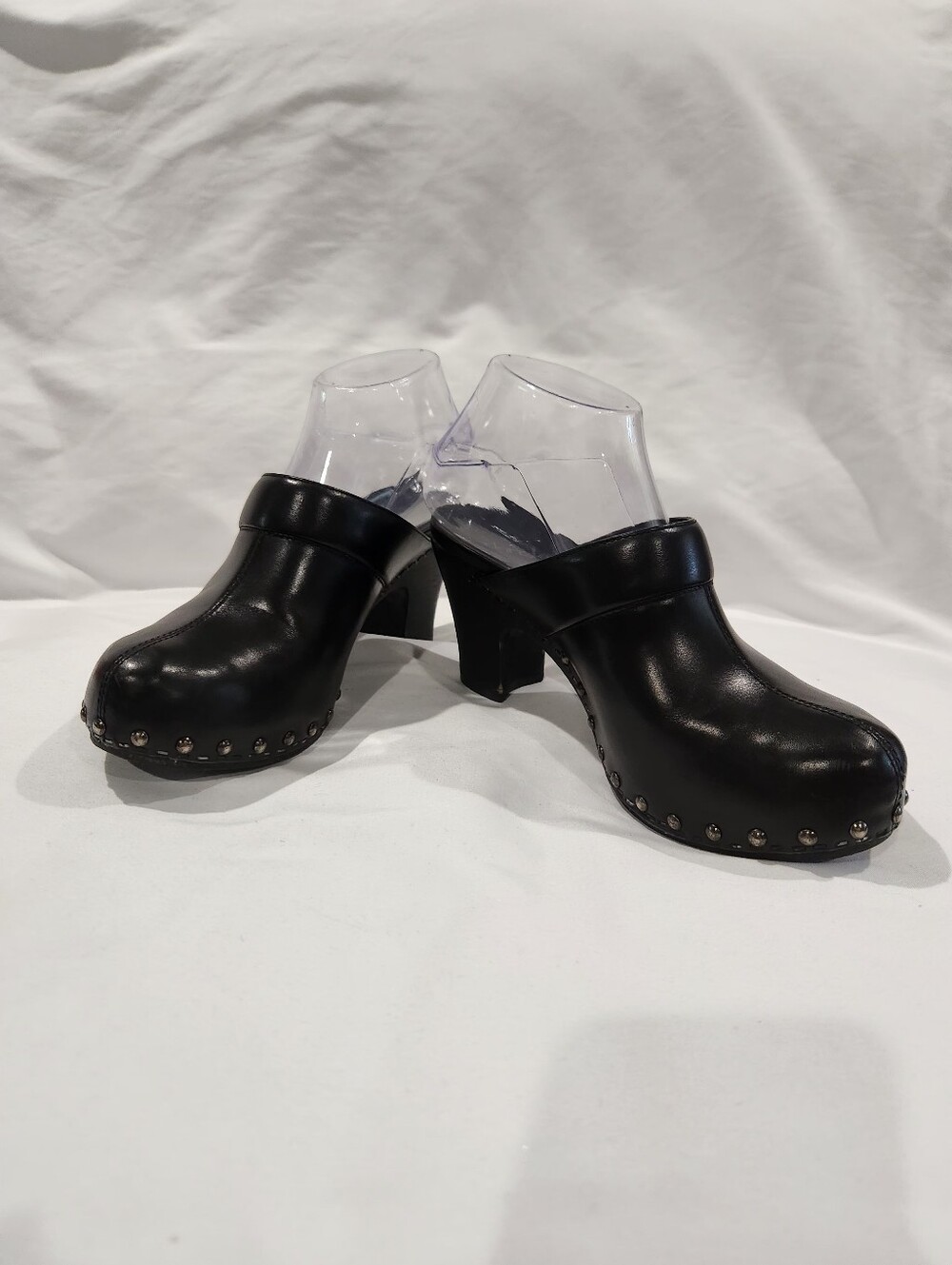 Dansko Rae Heel Black Studded Leather Clogs Size 38/7.5